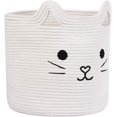 thumbnail image 2 of Cat Woven Cotton Rope Baskets, Baby Nursery Laundry Basket with Handle,White, 2 of 8