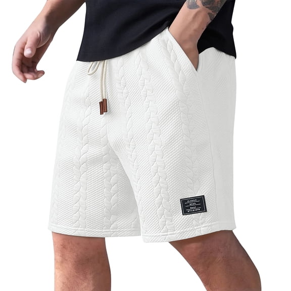 Mens Casual Sweat Shorts Waffle Elastic Waist Drawstring Summer Beach Shorts Moisture Wicking Sweatshorts