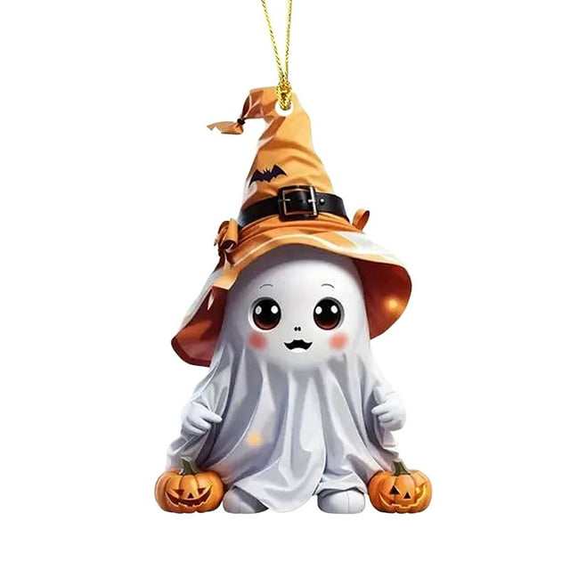 HUASHENG Cute Halloween & Pumpkin Acrylic 2D Flat Hanging Ornaments Fun Decorations For Home Window Kids