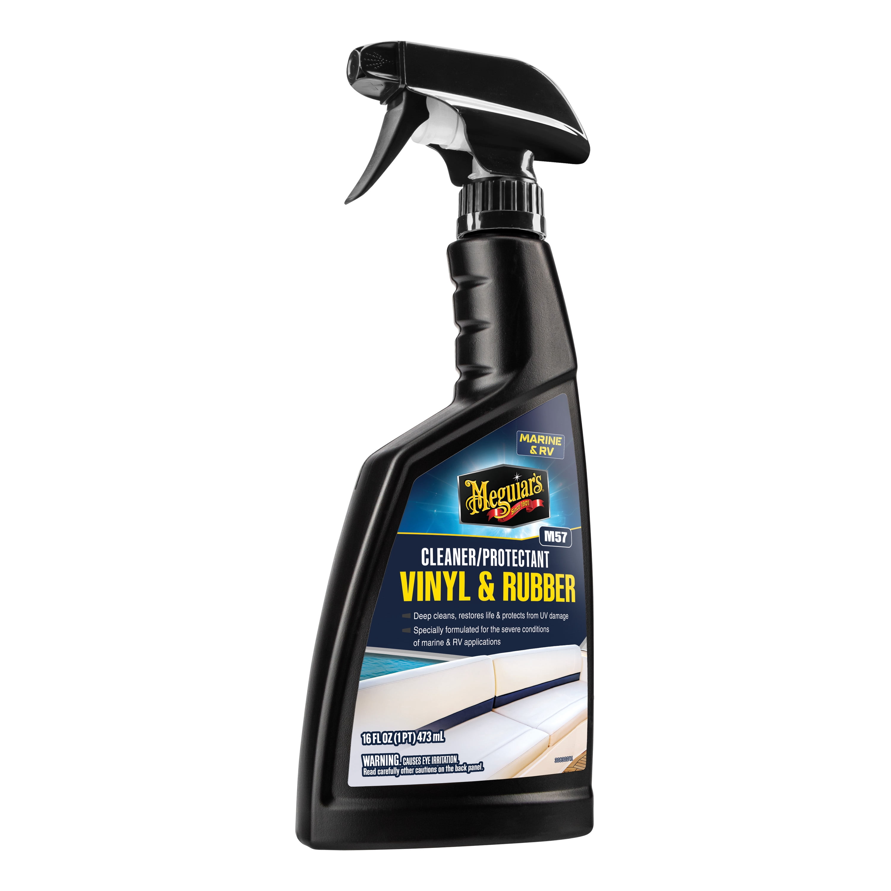 Meguiar's M5716 Marine/RV Vinyl & Rubber Cleaner & Protectant, Boat Vinyl Cleaner & Protectant, Revitalize Plastic and Rubber with an Easy-to-Use Non-Greasy Formula, 16 Fl Oz Spray Bottle
