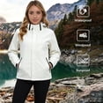 thumbnail image 3 of Omewoold Women Lightweight Jackets Waterproof Hooded Raincoat Packable Atheletic Jacket Hiking Windbreaker Rain Jacket With Pockets, White M, 3 of 10