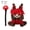 Cane Hellcat, variant on Red-brown devil-horned cat plush toy with microphone prop, cartoon anime sitting pose doll