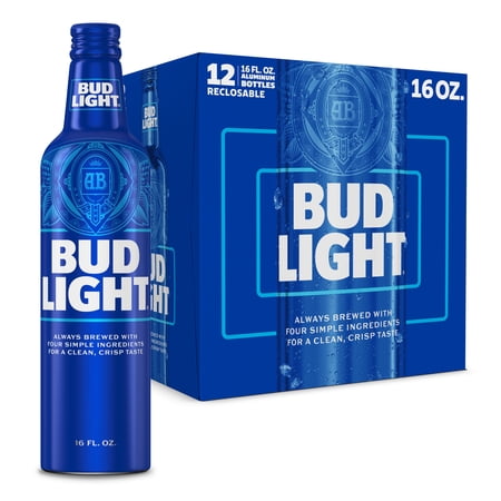 Bud Light American Light Lager Beer 12 Pack 16 fl oz Aluminum Bottles 4.2% ABV