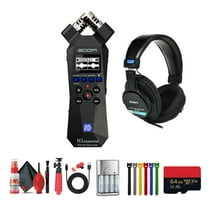 Zoom H1essential 2-Track 32-Bit Float Portable Audio Recorder Bundle With MDR-7506 Professional Stereo Headphones   Extreme Pro 64GB microSDXC Memory Card   USB Card Reader   More