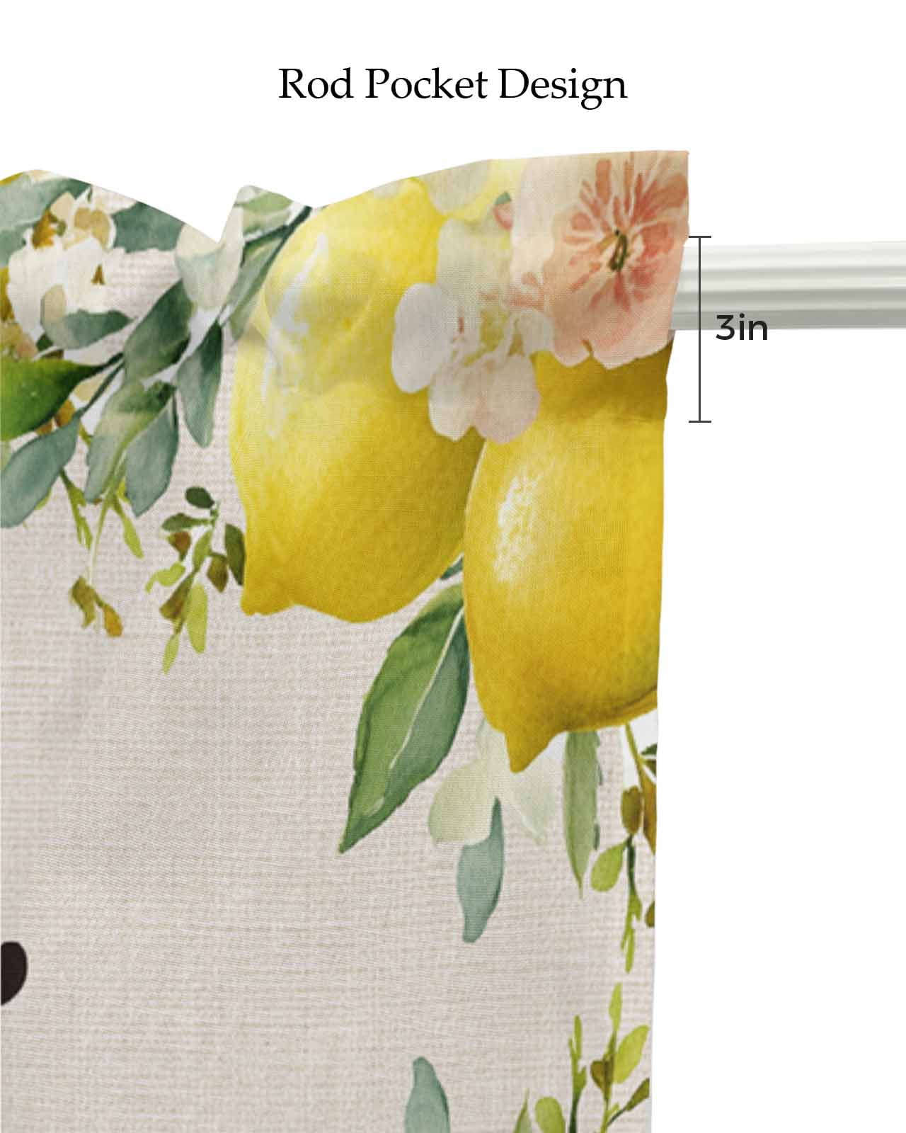 Lemon Farmhouse Kitchen Valances for Windows Farmhouse Linen Window Valance Curtain for Living Room Window Treatment Summer Fruit Botanical Beige Burlap Valance Rod Pocket Topper Drape, 54 x 18 Inch