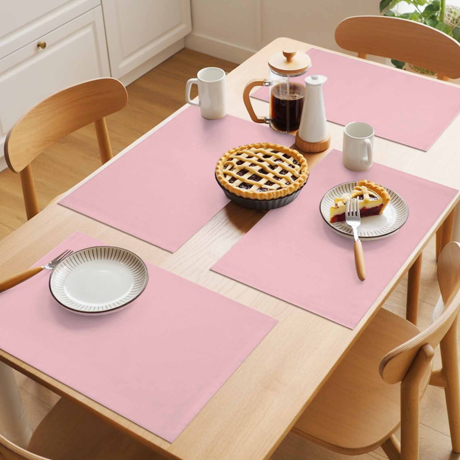 Placemat Set of 6 Pink Placemats for Dining Table Solid Color Pink Washable Table Mats for Kitchen and Party Decor Indoor & Outdoor Use