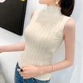 thumbnail image 2 of Promotion！Womens Mock Layer Sleeveless Mock Layer Tee Top Knit Top Ribbed Knit Sleeveless T Shirt Cap, 2 of 7