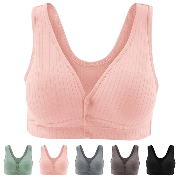 Lispipm Nursing Bras for Breastfeeding Seamless Maternity Front Button Bra Pregnancy Comfortable Sleep Bralette with Pads Black XXL