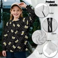 thumbnail image 6 of COEQINE Fashion Girls Quarter Zip Sweatshirt with Collar, Long Sleeve Loose Fit Pullover, Printed Polyester Tops, Machine Washable for 13-14 Year Olds, Bee Honeycomb Black, 6 of 7