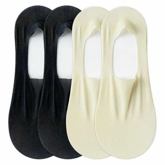TELOLY 4Pairs Womens No Show Socks,Anti-Slip & Sweat-Wick No Show Socks Womens for Flats,Solid Color Flat Socks for Women,Combination1