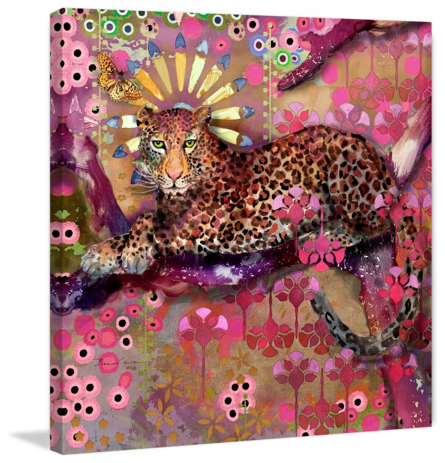 Marmont Hill 'Leopard And Butterfly' by Evelia Painting Print on Wrapped Canvas