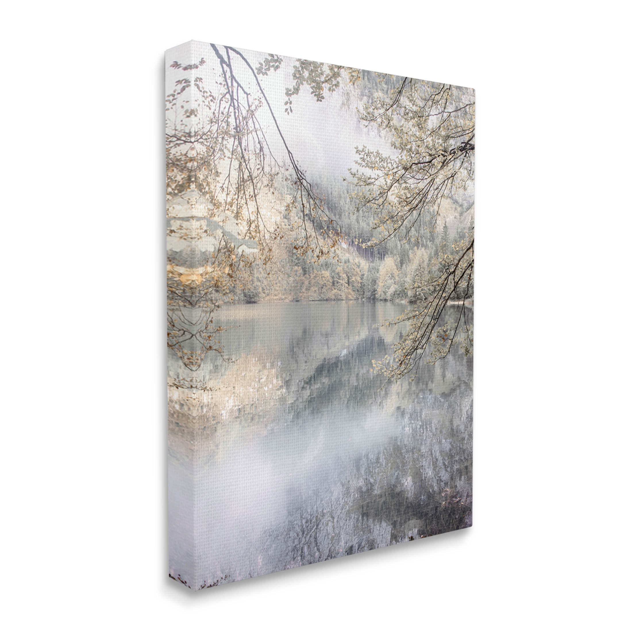 Foggy Pond Landscape Reflection Landscape Photograph Gallery Wrapped Canvas Print Wall Art