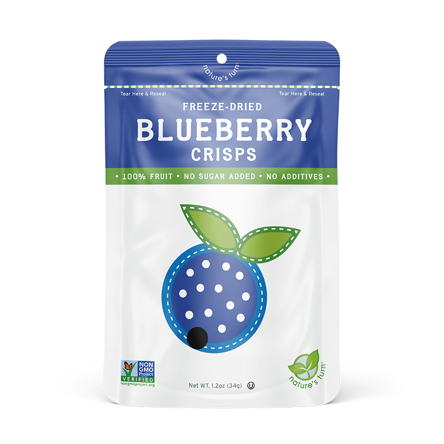 Nature’s Turn Freeze-Dried Blueberry Crisps, No Added Sugar, Healthy Natural Fruit Crisp Snack for School Lunches, 12 Pack (0.53 oz Each)