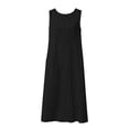 thumbnail image 5 of QUNYINEY Black Womens Sun Dresses Sleeveless Long A Line Summer Tank Dress Cutout Loose Fit Crew Neck Casual with Pockets Dresses, 5 of 9