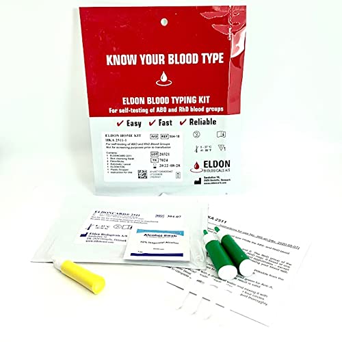 Eldoncard Blood Type Test A,B,O,AB & Rh Test One Step Lancets Extra