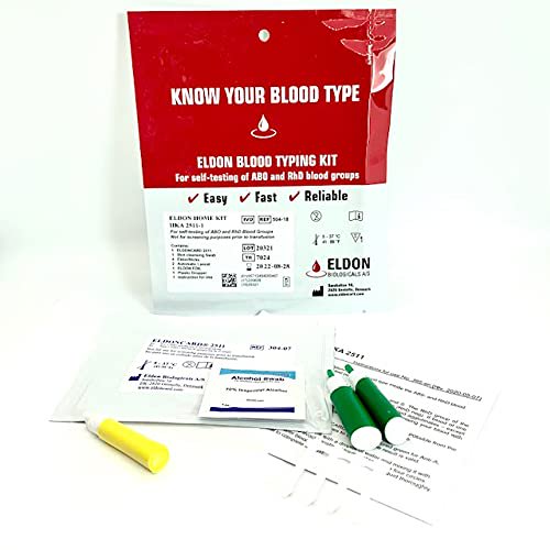 Eldoncard Blood Type Test A,B,O,AB & Rh Test One Step Lancets Extra