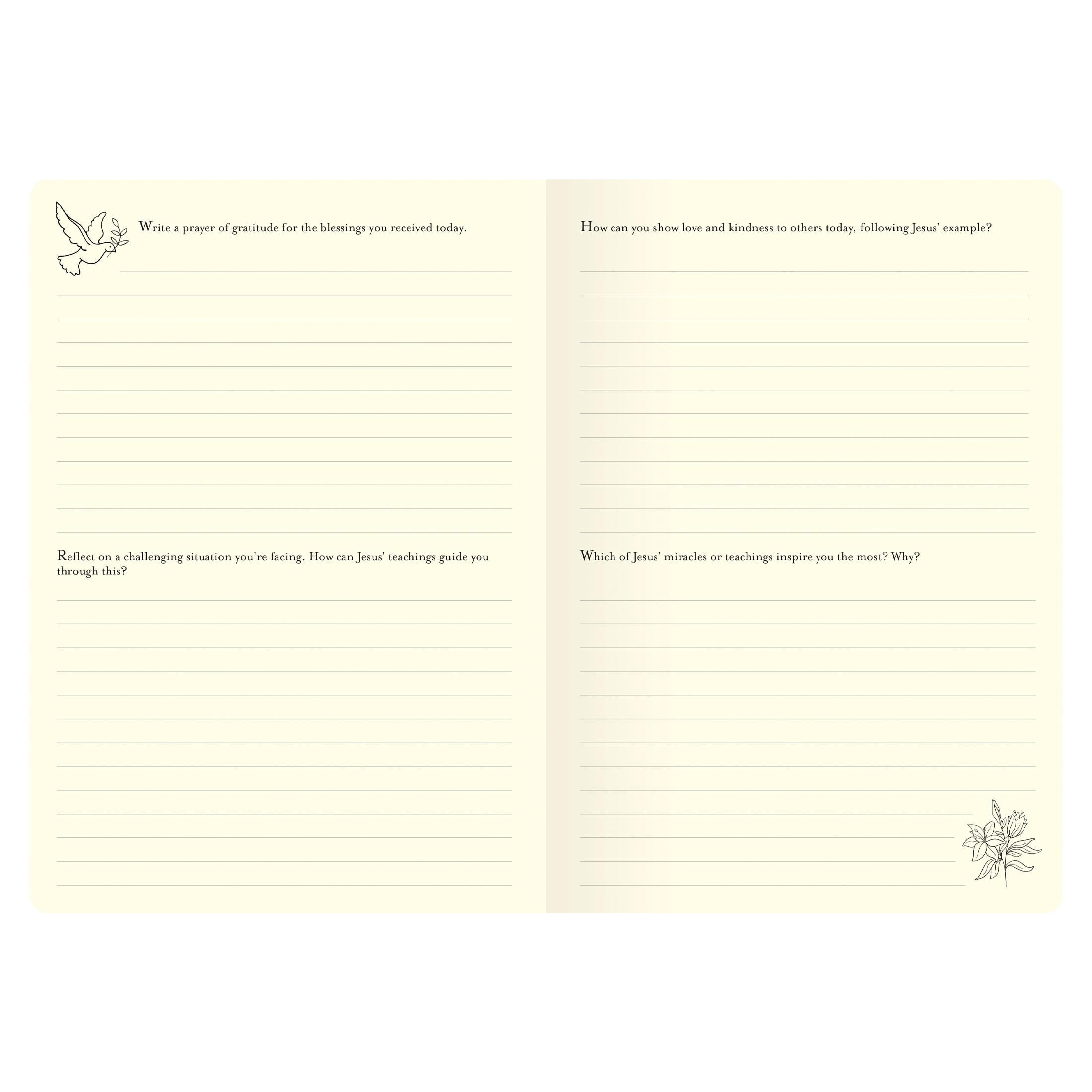 (3 pack) Piccadilly Journaling with Jesus Guided Journal for Teens 12+, 152 Pages, 6 x 8.5 in, Cream Cover