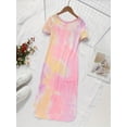 thumbnail image 5 of Mikrdoo Girls' Tie-Dye Midi Dress Summer Casual Short Sleeve Crew Neck Slim Sundress 6-12 Years, 5 of 7