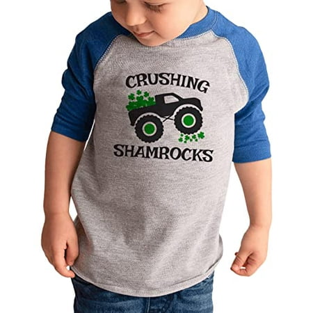 

7 ate 9 Apparel Kids St. Patrick s Day Shirts - Truck Crushing Shamrocks Blue Shirt 6 Months