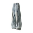 thumbnail image 3 of Men's Y2k Wide Leg Jeans Baggy Skater Vintage Plain Pants Casual Loose Fit Jeans Streetwear Denim Washed Hip Hop Pants (3XL, Light Blue), 3 of 6