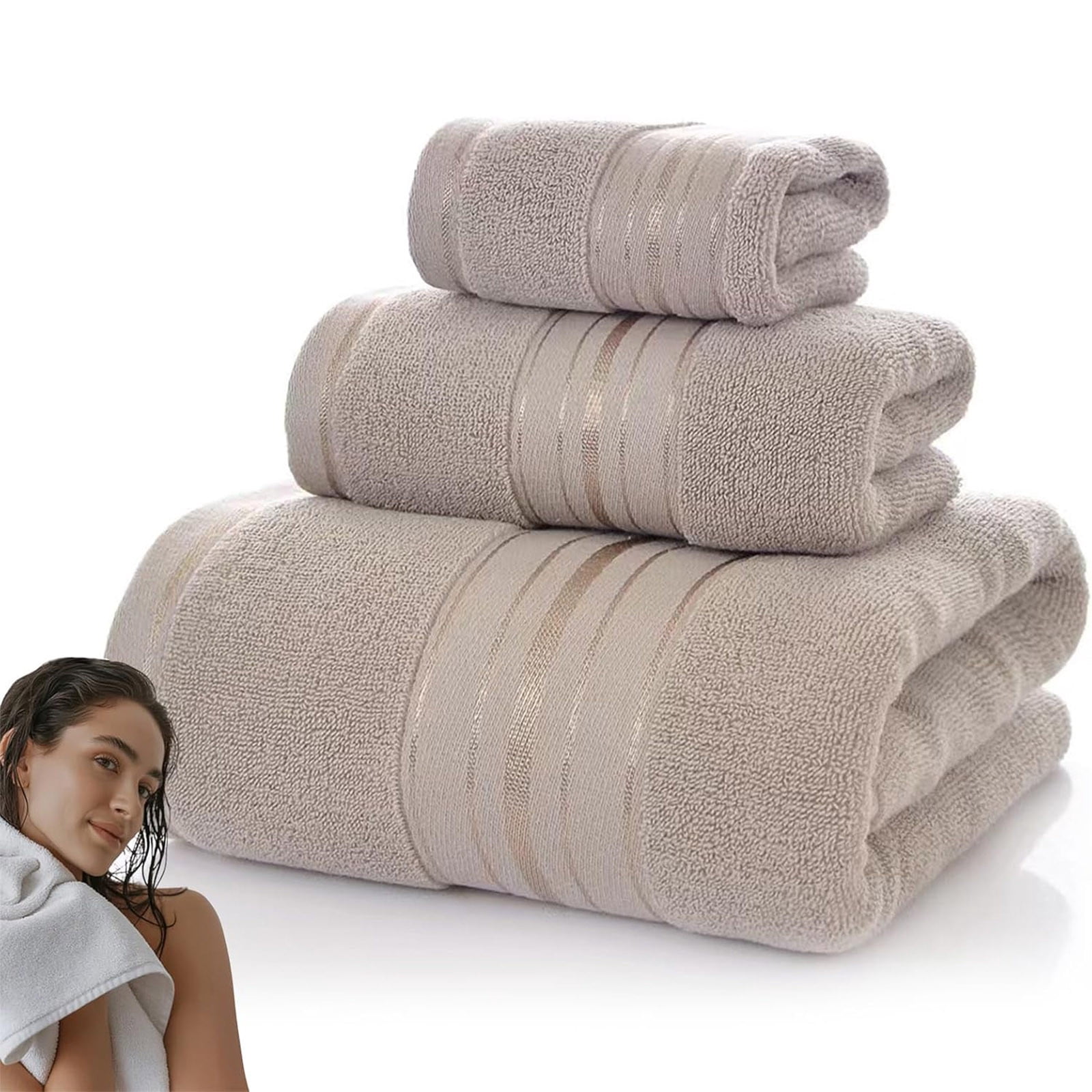 InsCrazy Bath Towels 3 Packs Cotton Luxury Ultra Soft Large Size Absorbent Quick Dry Spa Towel For Bathroom Home Hotel Use Soft Towels