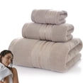 thumbnail image 7 of FEOLGEHLY 3 Piece Bath Towel Set, 100% Cotton Large Towels for Bathroom, Soft and Absorbent, Light Weight, Include 1 Bath Towels, 1 Hand Towels and Washcloth Bathroom Towel Set, Light Coffee, 7 of 7
