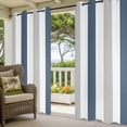 thumbnail image 3 of Blue Gray Striped Outdoor Curtains for Patio Waterproof, Windproof Privacy Curtains with Weighted Bottom, Farmhouse Stripe Art Outside Drapes for Picnic Garage Backyard Cabana 54"x84" 1 Panel, 3 of 8