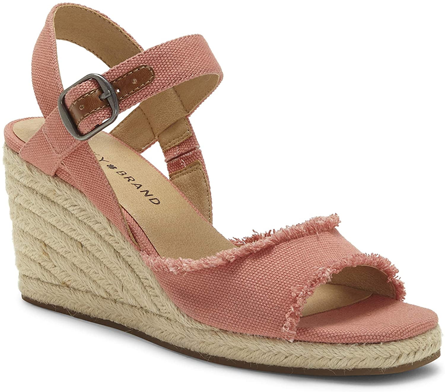 Lucky Brand Women's MINDRA Espadrille Wedge Sandal, Coral, 6 M US