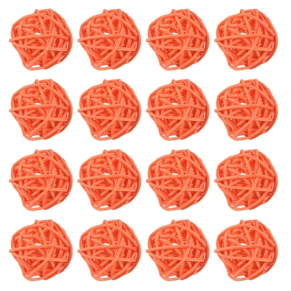 Uxcell 16 Pcs Wicker Rattan Balls 1.2 Inch Rattan Decorative Balls Vase Fillers for Wedding Party Orange