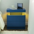thumbnail image 3 of Cubehom Nightstand LED End Table Modern Bedside Table with 2 Drawers Wood Furniture for Adults Bedroom Living Room All Blue, 3 of 6