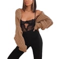 thumbnail image 1 of Txlixc Abrigo de suéter de punto ultracorto para mujer, ropa de versión suelta simple de estilo sexy Txlixc Moda, 1 of 8