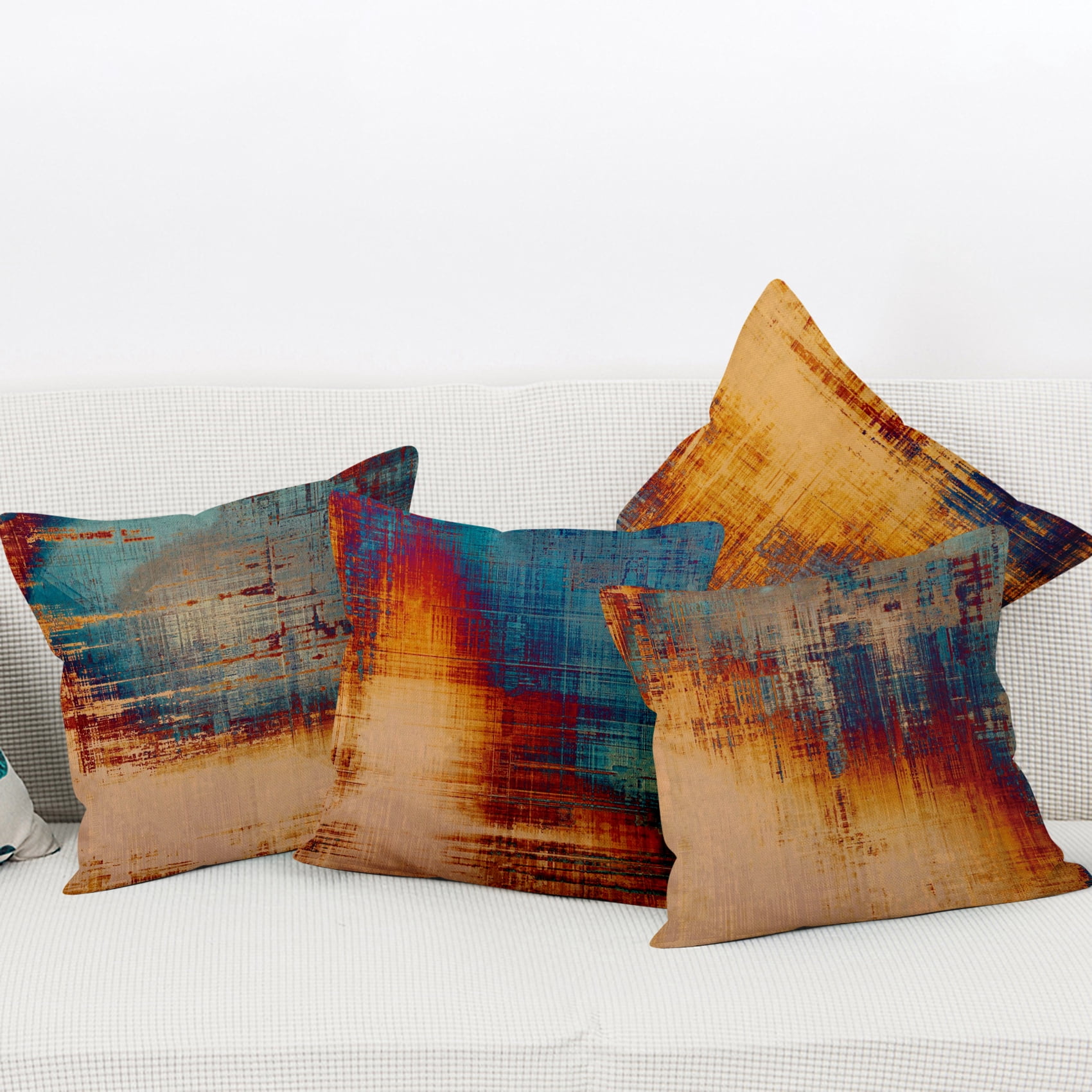 Pbobriich Yellow Blue Gradient Pillowcases Pillow Covers Cushion Case for Living Room 16x16in Set of 4