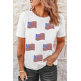 thumbnail image 5 of Women's White Sequin American Flag Patched Casual T-Shirt - Eye-Catching Summer Tee | [ZhiHiMeRi] | (US 20-22)2XL, 5 of 8
