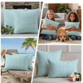 thumbnail image 5 of Teal Rustic Outdoor Waterproof Pillow Covers, Vintage Farmhouse Aqua Solid Color Decorative Square Throw Pillowcase Sofa Cushion Sham for Patio/Couch/Chair, 26"x26" 2 Pack, 5 of 8