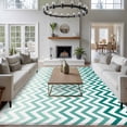 thumbnail image 3 of 6'x9' Area Rugs, Teal Chevron Indoor Outdoor Area Rug for Living Room Bedroom, Ombre Geometric Ocean Wave V-shaped Washable Bathroom Rugs Kitchen Floor Carpet Mats Home Decor Aesthetic, 3 of 8