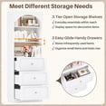 thumbnail image 6 of Aheaplus 80" Arched Wooden Bookcase Set of 2 - 6-Tier Open Shelves & 6-Drawer Storage Organizer Cabinet, Wall-Mounted Design for Living Room, Office, Home Library,White, 6 of 8