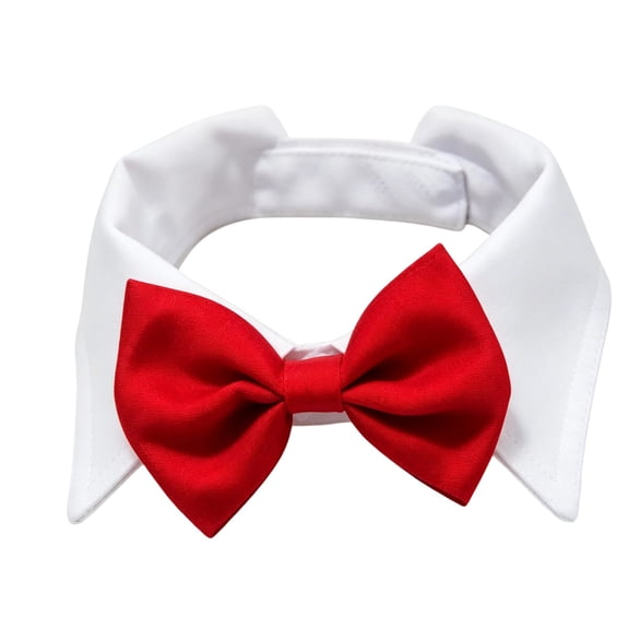 Adjustable Dog Bow Tie for Neck Girths Extra Large Dogs Comfortable Cotton Tuxedo Necktie Collar Boy Pets Grooming Wedding Holiday Birthday Party Cat Bow Tie White Formal Collar for Small Puppy