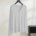 thumbnail image 6 of WIZUTIZ Women's V Neck Button Down Cardigan Lightweight Breathable Long Sleeve Sun Protection Tops, 6 of 8