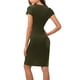 thumbnail image 4 of Vestido recto de manga corta y cuello redondo para mujer - Poliéster liso, largo hasta la rodilla, informal para el día a día y para salir, 4 of 7