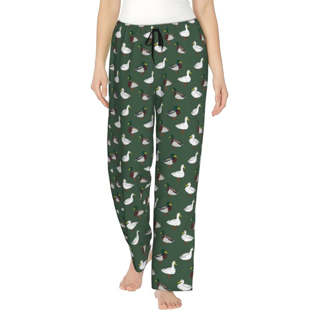 Fotbe Colorful Mallard Duck Pantalones de Pijama para Mujer, Pantalones de Dormir, Pantalones Pj con Cordón y Bolsillos-XX-Large