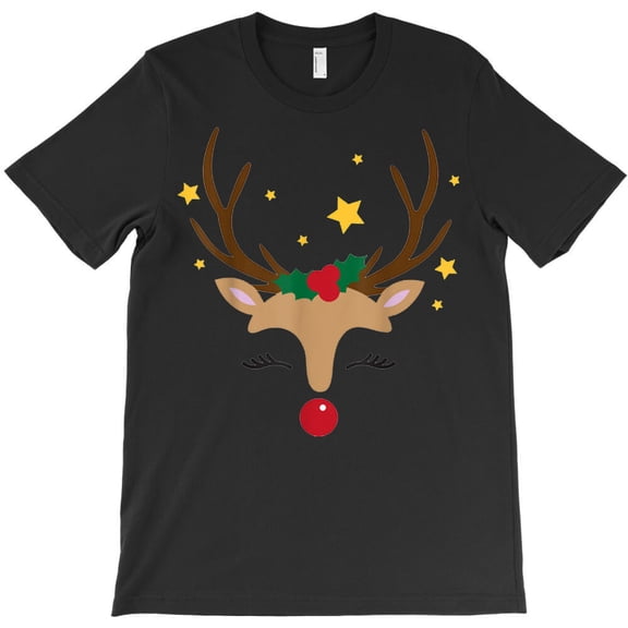 Rudolph Red Nose Reindeer Face Christmas Kids, Holiday Animal G13437 Unisex T-Shirt, Up to Size 5XL