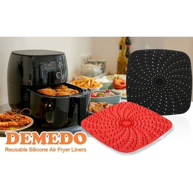 Silicone Air Fryer Liner 2PCS Square Air Fryer Liner 8 inch