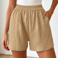 thumbnail image 2 of DHFJKG Women's Summer Linen Shorts Loose Fit Straight Leg Casual High Rise Sports Elastic Waist Shorts With Pockets Solid Color Soft Bottoms, 2 of 5