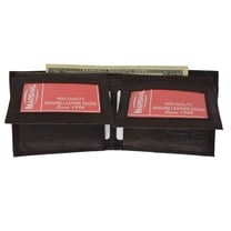 Mens Genuine Leather Bifold 2 Flap Up ID Card Holder Wallet 590 CF