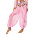 thumbnail image 5 of Raenseen Women's Chiffon Belly Dance Trousers Bloomers Lantern Loose Pants Bollywood India Dance Pink One Size, 5 of 9