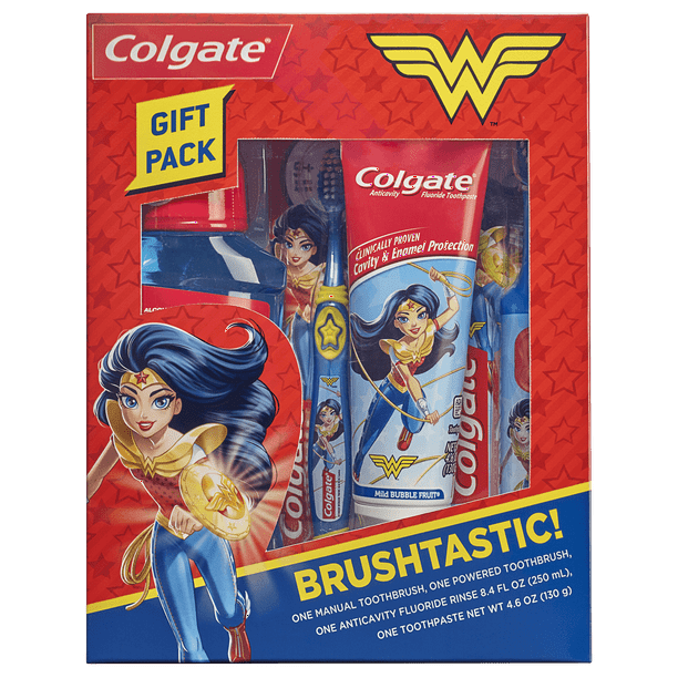 Colgate Kids Toothbrush, Toothpaste, and Mouthwash Set, Wonder Woman