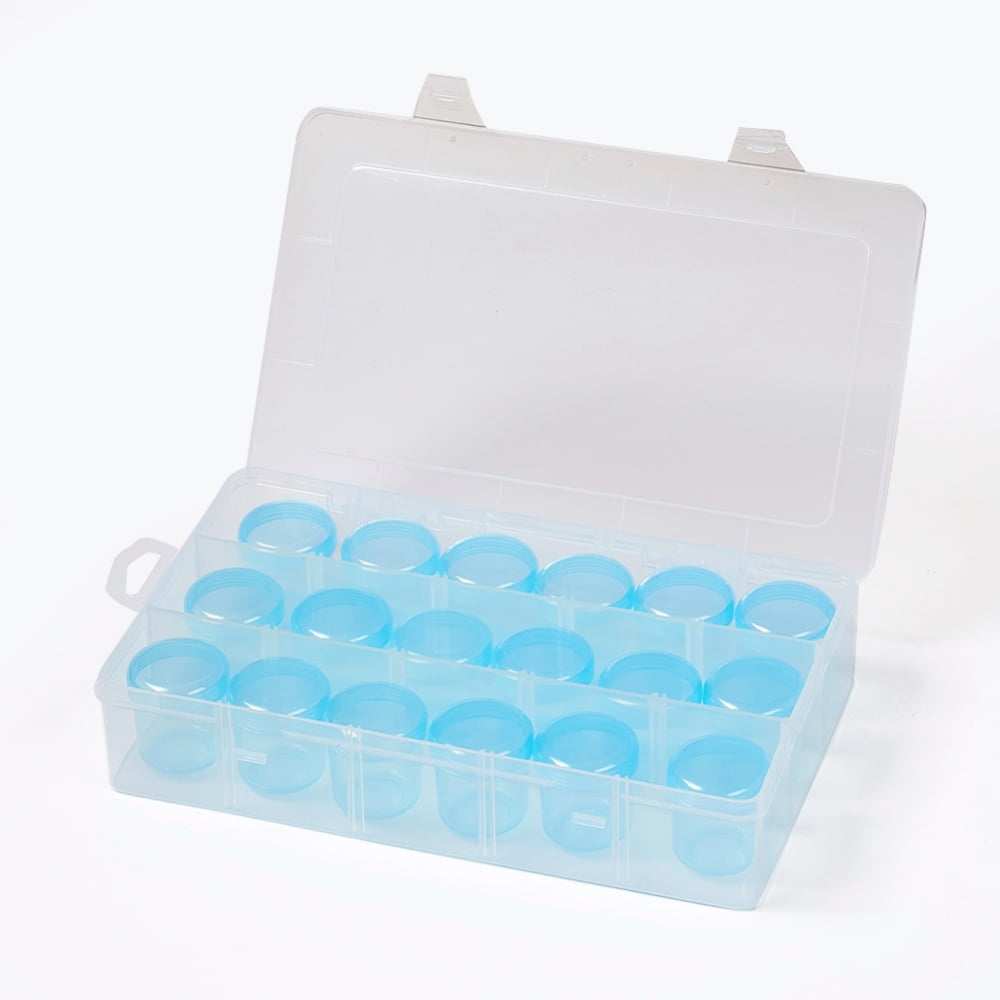 2Set Plastic Bead Containers Flip Top Bead Storage Removable 18