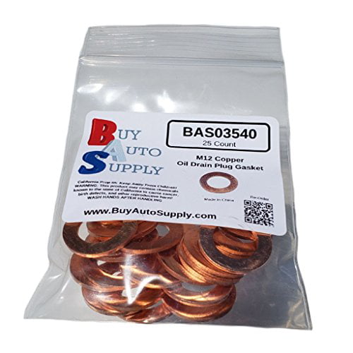 50 Count I.D: 13.3mm / O.D: 21.7mm Buy Auto Supply # BAS03540 M12 Copper Oil Drain Plug Gasket Washer Aftermarket Part Fits in Place of 095-001 & More 