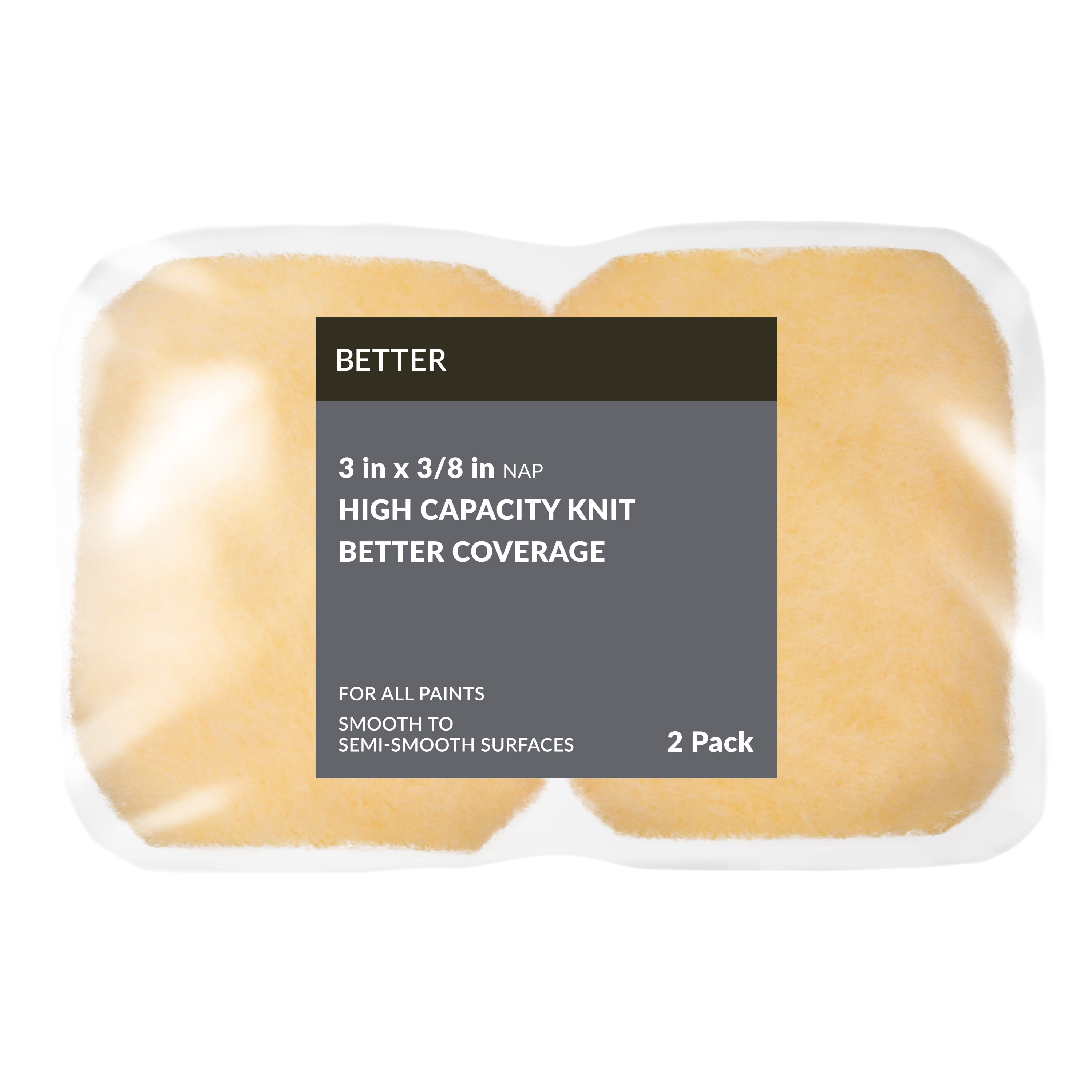 (3 pack) BETTER 3 in x 3/8 in nap High Density Knit Paint Roller Cover, 2 Pack