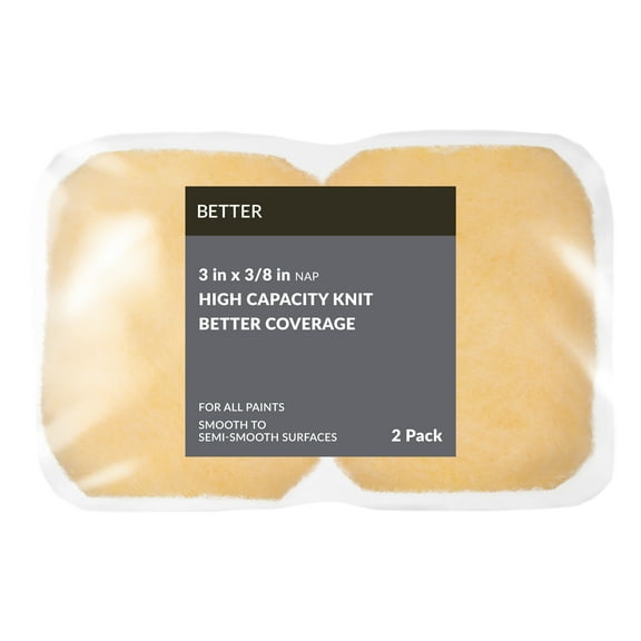 BETTER 3 in x 3/8 in nap High Density Knit Paint Roller Cover, 2 Pack